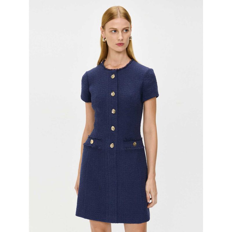 Veronika Maine European Tweed Button Mini Dress image number 3